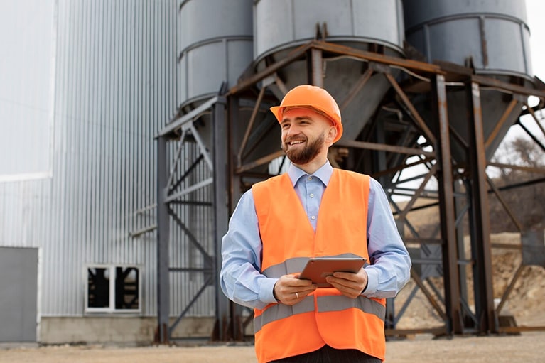 Construction professional coordinating site work