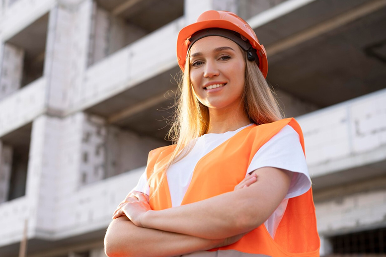 Construction supervisor at an active building project