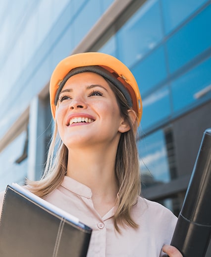 Construction professional supporting a property renovation