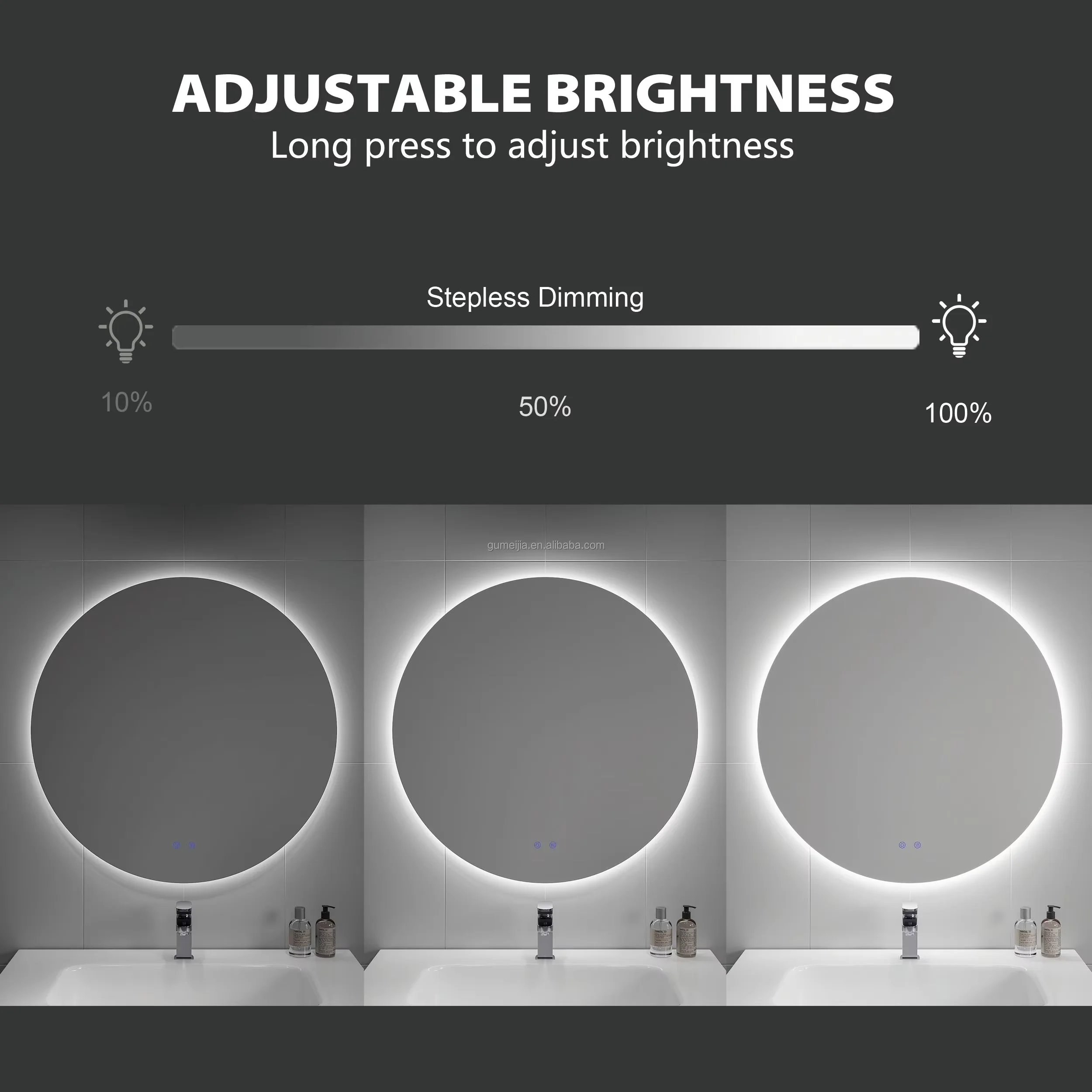 Modern LED Wall Mounted Semi-Circular Asymmetrical Mirror for Salon Hotel Bathroom Bedroom & Living Room Graphic Design Solution - Image 5