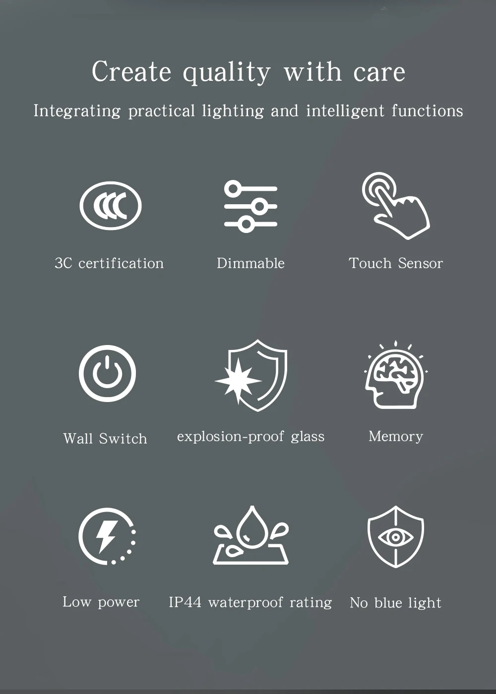 Modern LED Wall Mounted Semi-Circular Asymmetrical Mirror for Salon Hotel Bathroom Bedroom & Living Room Graphic Design Solution - Image 7