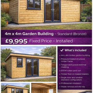 4m x 4m Garden Building – Standard (Bronze)